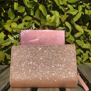 Kate spade rose gold medium bifold wallet glitter